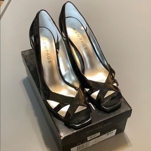 Rampage Maycee Black Patent Peep Toe Heels